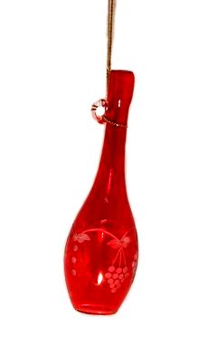 Item 186929 Christmas Red Wine Bottle With Grapes Ornament