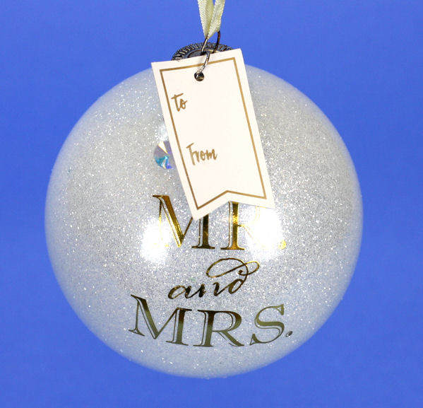 Item 188053 Mr. and Mrs. Ball With Gift Tag Ornament