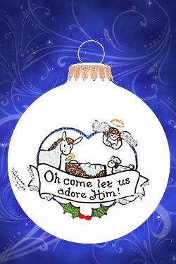 Item 202133 Oh Come Let Us Adore Him/Jesus With Animals Ornament