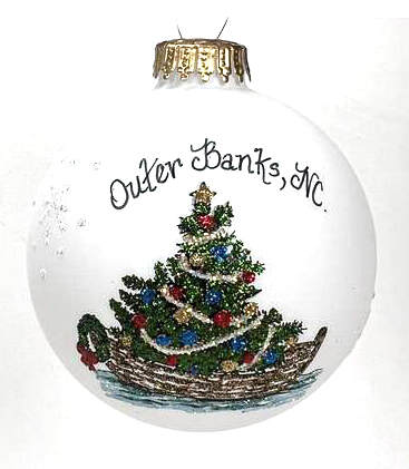 Item 202341 Boat With Tree Obx Ornament