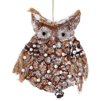 Item 203068 Frosted Owl With Pearls Ornament