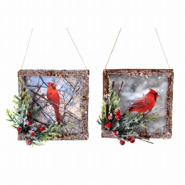 Item 203092 Frosted Cardinal Plaque Ornament