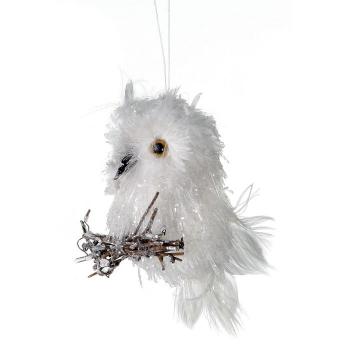 Item 203131 White Crystal Owl With Branch Ornament