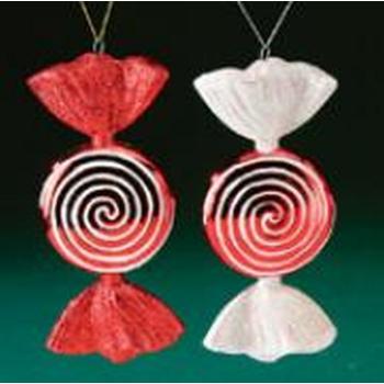 Item 203160 Red/White Swirl Wrapped Candy Disc Ornament
