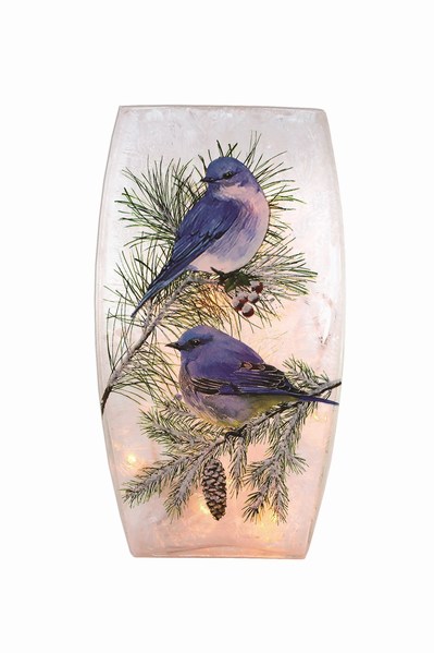 Item 212007 Lighted Winter Bluebird Vase