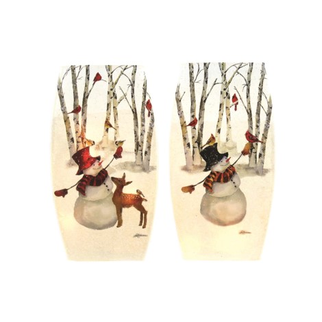 Item 212223 Lighted Snowman With Animals Vase Sit Around