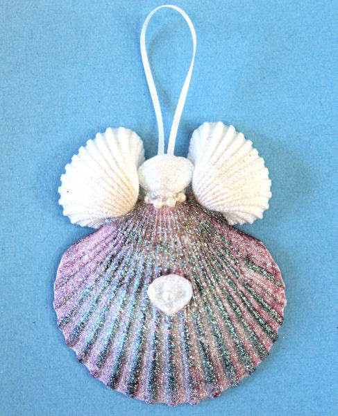 Item 220095 Purple/White Pecten Shell Angel Ornament