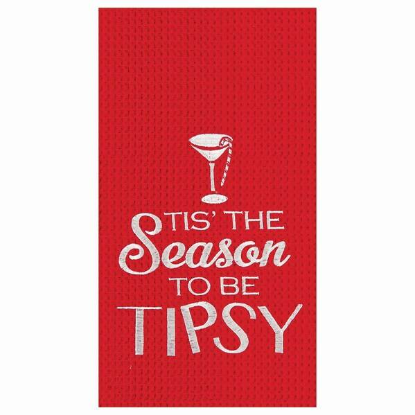 Item 231209 Tis The Season To Be Tipsy Waffle Towel