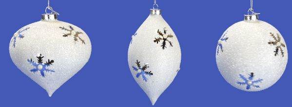 Item 245117 Glittered Snowflake Onion/Finial/Ball Ornament