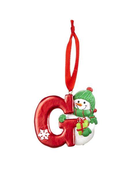 Item 254055 Snowman Initial G Ornament