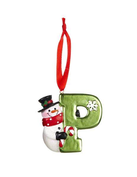 Item 254117 Snowman Initial P Ornament