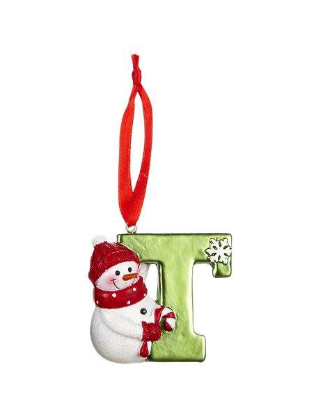 Item 254152 Snowman Initial T Ornament
