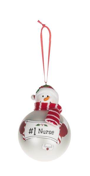 Item 254165 Merry Snowman #1 Nurse Ornament
