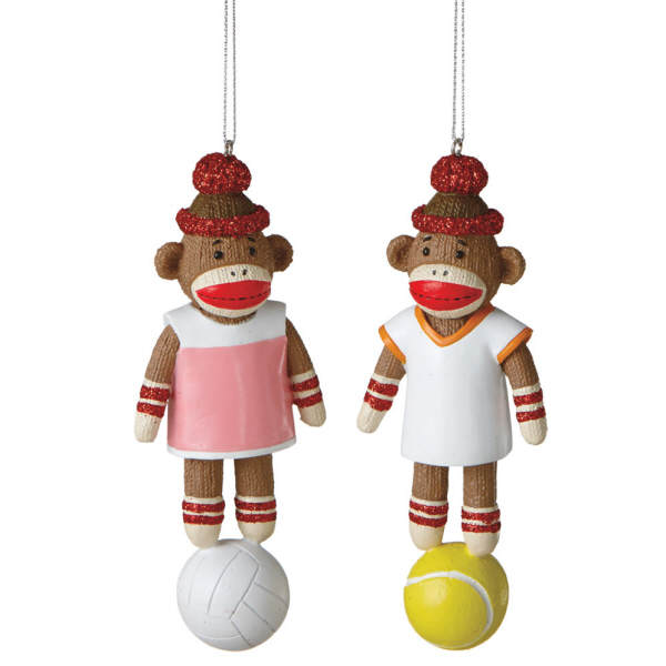 Item 260409 Volleyball/Tennis Sock Monkey Ornament