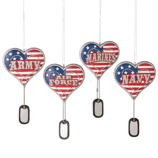 Item 260480 Military Heart With Dog Tag Ornament