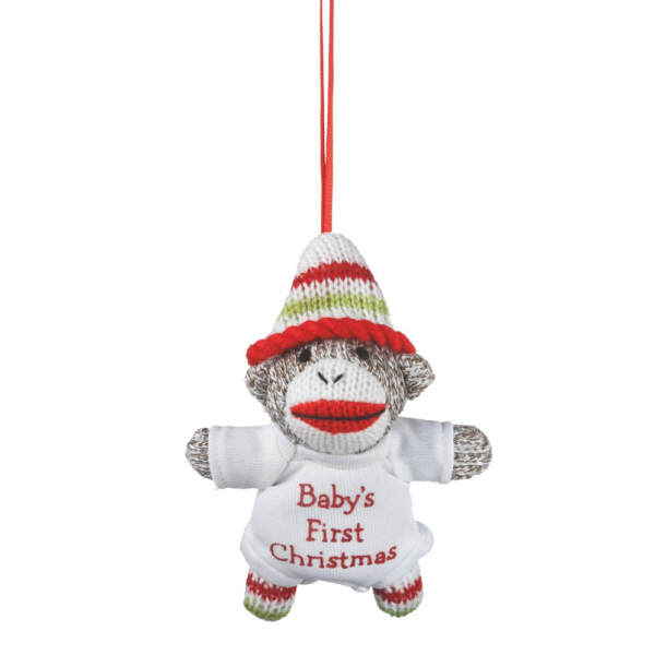 Item 260929 Babys First Christmas Sock Monkey Ornament