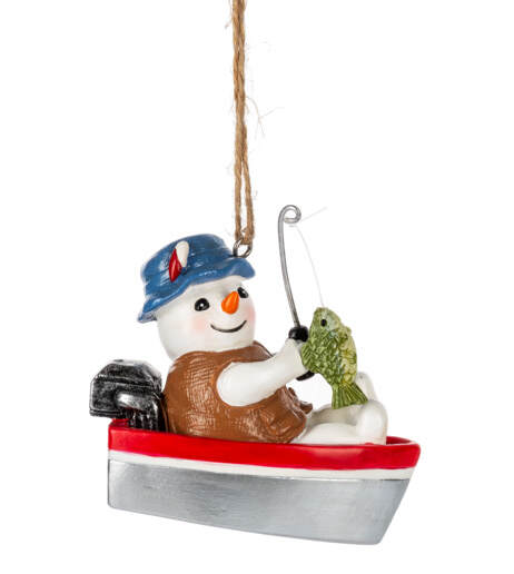Item 260997 Snowman Fishing Ornament
