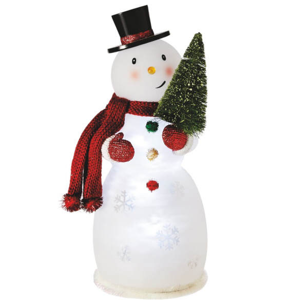 Item 261435 Lighted Snowman Holding Tree