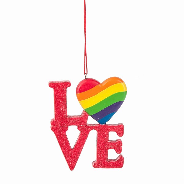 Item 261457 Love Text With Rainbow Heart Ornament