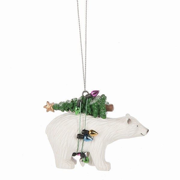 Item 261598 Polar Bear With Christmas Tree & Lights Ornament