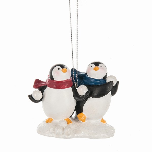 Item 261623 Penguin Snowball Fight Ornament