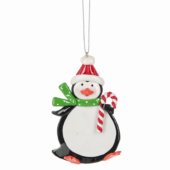 Item 261639 Penguin With Santa Hat/Candy Cane/Green & White Scarf Ornament