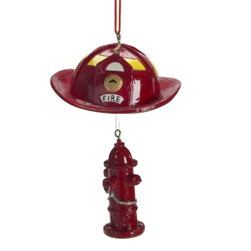 Item 261839 Fire Hat With Hydrant Ornament