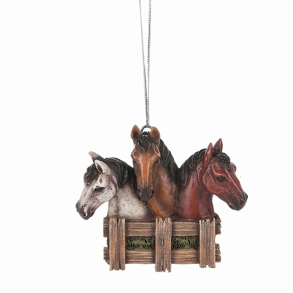 Item 261916 Three Horses With Fence Ornament