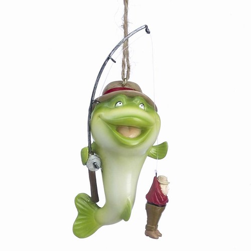 Item 262036 Fish With Man On A Pole Ornament