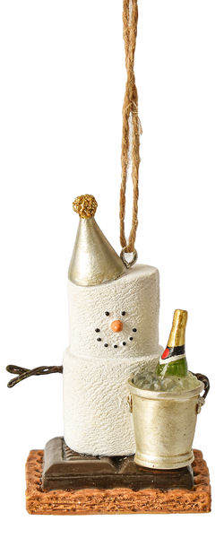 Item 262219 S'mores With Champagne Bottle and Bucket Ornament