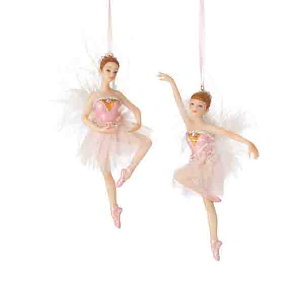 Item 262562 Ballerina In Pink/White Dress Ornament