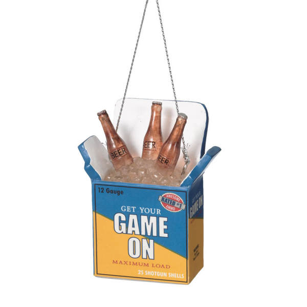 Item 262850 Get Your Game On Shotgun Shells Box With Beer Bottles/Ice Ornament