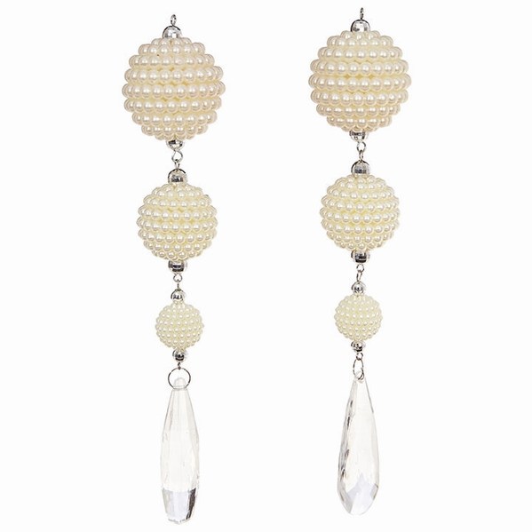 Item 281209 Pearl Ball With Crystal Drop Ornament