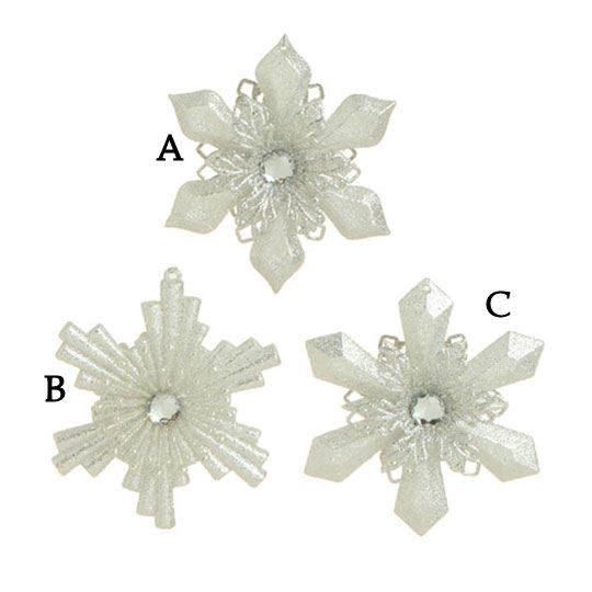 Item 281617 White Glittered Snowflake Ornament