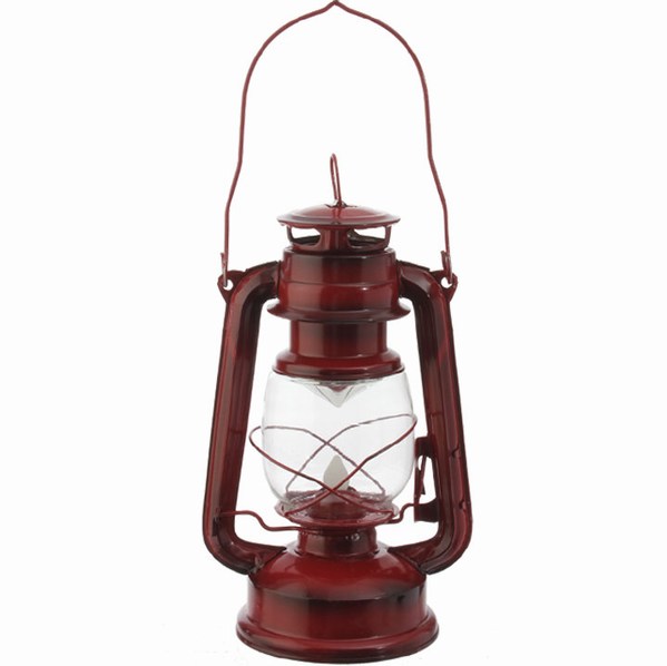Item 281868 Lighted Red Retro Camping Style Lantern