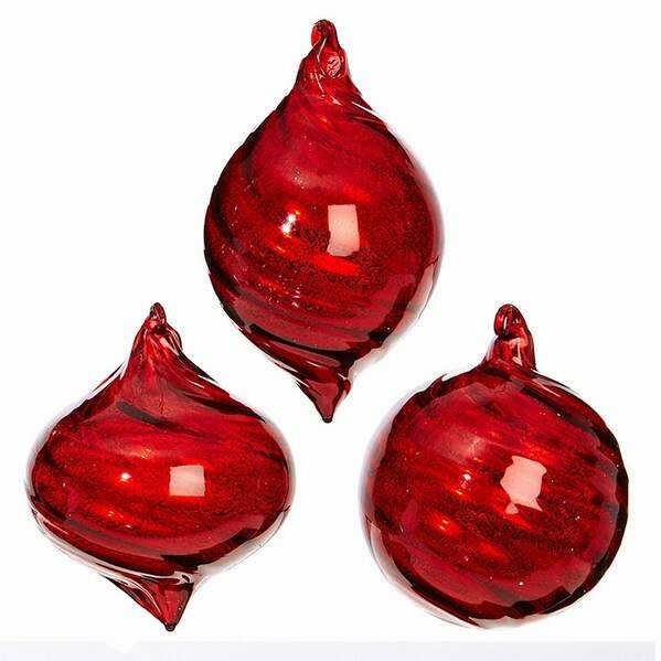 Item 281912 Red Swirl Onion/Finial/Ball Ornament