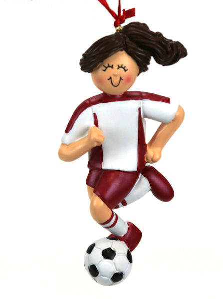 Item 289333 Brunette Female Soccer Player Ornament