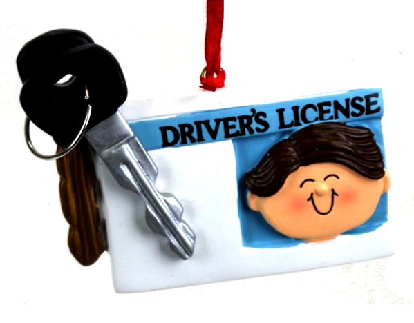 Item 289334 Male With Brown Hair License Ornament