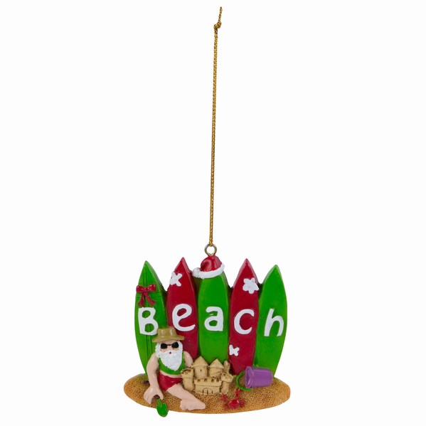 Item 294010 Santa With Surfboards Ornament