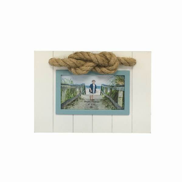 Item 294208 White/Teal With Rope Photo Frame