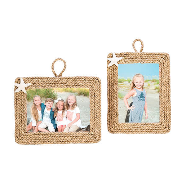 Item 294540 Rope Lined Photo Frame With Starfish Accent