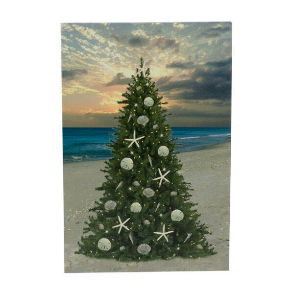 Item 294609 Beach Christmas Tree Lighted Canvas Print