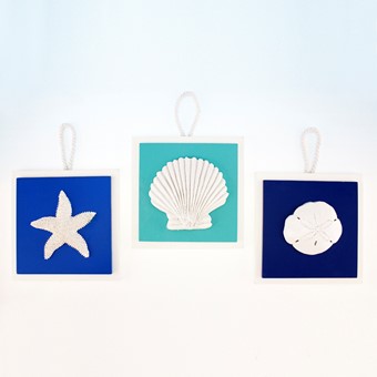 Item 294664 Blue & White Starfish/Shell/Sand Dollar Plaque