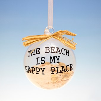 Item 294698 The Beach Is My Happy Place Ball With Sand And Shells Ornament