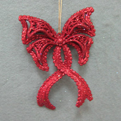Item 302030 Red Glitter Bow Ornament