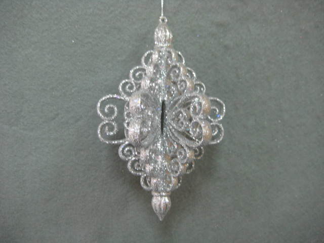 Item 302153 Silver Glittered Curly Finial Ornament