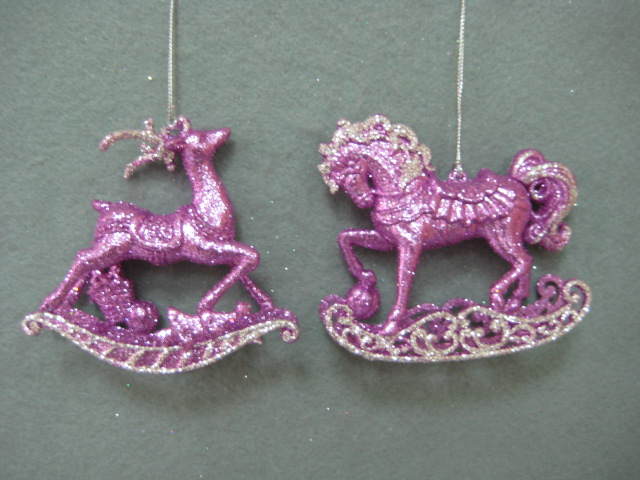 Item 302179 Taro/Silver Rocking Deer/Horse Ornament