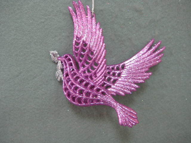 Item 302189 Taro Pink & Silver Lattice Dove Ornament