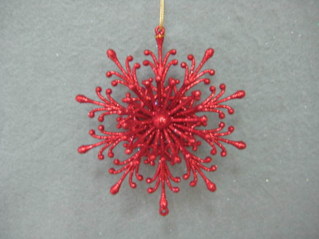 Item 302214 Red Glittered Flower Ornament