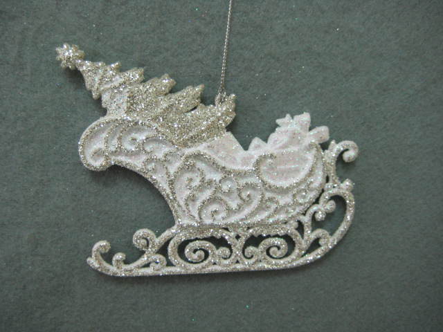 Item 302235 Iridescent White/Silver Sled Ornament